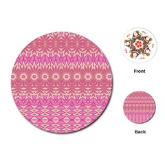 Boho Pink Floral Pattern Playing Cards Single Design (round) by SpinnyChairDesigns