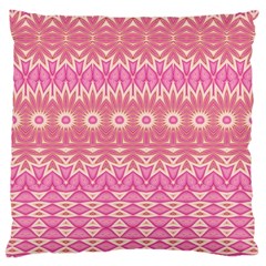 Boho Pink Floral Pattern Large Cushion Case (two Sides) by SpinnyChairDesigns