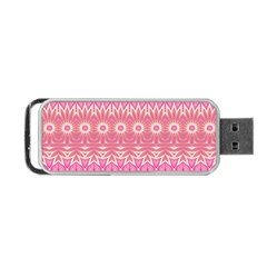 Boho Pink Floral Pattern Portable Usb Flash (two Sides) by SpinnyChairDesigns