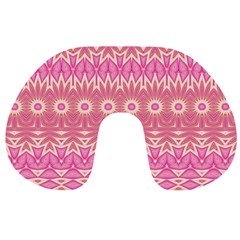 Boho Pink Floral Pattern Travel Neck Pillow by SpinnyChairDesigns