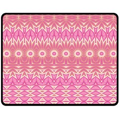 Boho Pink Floral Pattern Double Sided Fleece Blanket (medium)  by SpinnyChairDesigns