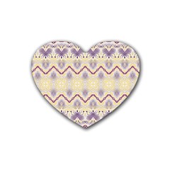 Boho Violet Yellow Rubber Coaster (heart) 