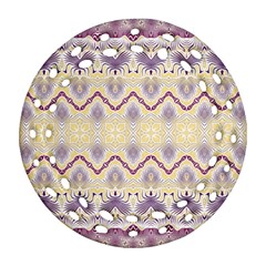 Boho Violet Yellow Ornament (round Filigree) by SpinnyChairDesigns