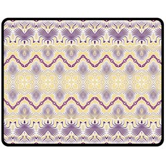 Boho Violet Yellow Double Sided Fleece Blanket (medium)  by SpinnyChairDesigns