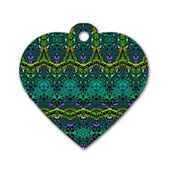 Boho Emerald Green Dog Tag Heart (one Side) by SpinnyChairDesigns