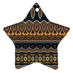 Boho Brown Blue Ornament (star) by SpinnyChairDesigns