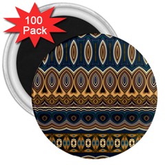 Boho Brown Blue 3  Magnets (100 Pack) by SpinnyChairDesigns