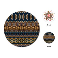 Boho Brown Blue Playing Cards Single Design (round) by SpinnyChairDesigns