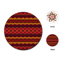 Boho Red Gold Playing Cards Single Design (round) by SpinnyChairDesigns