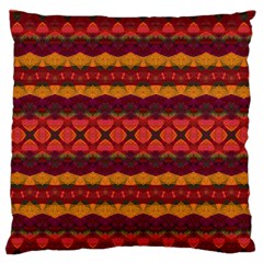 Boho Red Gold Large Flano Cushion Case (two Sides) by SpinnyChairDesigns