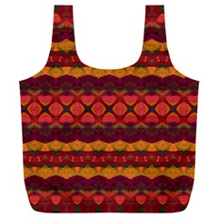 Boho Red Gold Full Print Recycle Bag (xxxl) by SpinnyChairDesigns