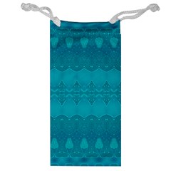 Boho Teal Pattern Jewelry Bag by SpinnyChairDesigns