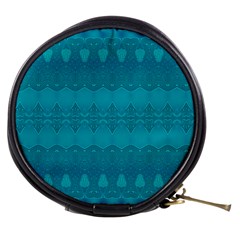 Boho Teal Pattern Mini Makeup Bag by SpinnyChairDesigns