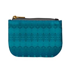 Boho Teal Pattern Mini Coin Purse by SpinnyChairDesigns