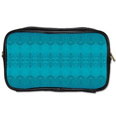 Boho Teal Pattern Toiletries Bag (two Sides) by SpinnyChairDesigns