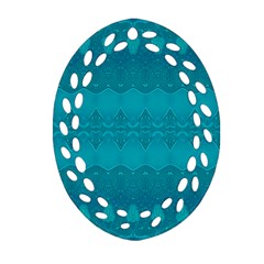Boho Teal Pattern Ornament (oval Filigree) by SpinnyChairDesigns