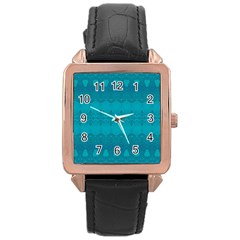 Boho Teal Pattern Rose Gold Leather Watch  by SpinnyChairDesigns