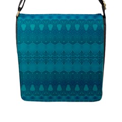 Boho Teal Pattern Flap Closure Messenger Bag (l) by SpinnyChairDesigns