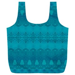 Boho Teal Pattern Full Print Recycle Bag (xxxl) by SpinnyChairDesigns