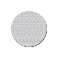 Boho White Wedding Lace Pattern Rubber Round Coaster (4 Pack)  by SpinnyChairDesigns