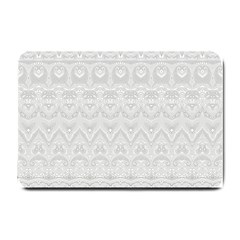 Boho White Wedding Lace Pattern Small Doormat  by SpinnyChairDesigns