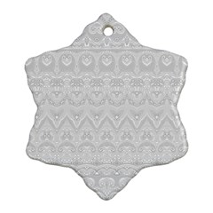 Boho White Wedding Lace Pattern Snowflake Ornament (two Sides) by SpinnyChairDesigns