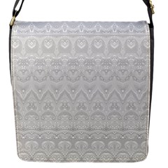 Boho White Wedding Lace Pattern Flap Closure Messenger Bag (s) by SpinnyChairDesigns