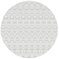 Boho White Wedding Lace Pattern Wooden Bottle Opener (round) by SpinnyChairDesigns