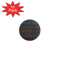 Boho Blue Gold Pattern 1  Mini Magnet (10 Pack)  by SpinnyChairDesigns