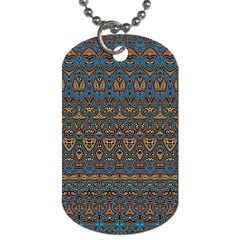 Boho Blue Gold Pattern Dog Tag (one Side) by SpinnyChairDesigns