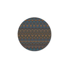 Boho Blue Gold Pattern Golf Ball Marker by SpinnyChairDesigns