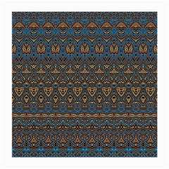 Boho Blue Gold Pattern Medium Glasses Cloth (2 Sides) by SpinnyChairDesigns