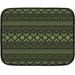 Boho Sage Green Black Double Sided Fleece Blanket (mini)  by SpinnyChairDesigns