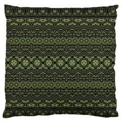 Boho Sage Green Black Large Flano Cushion Case (two Sides) by SpinnyChairDesigns