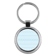 Boho Baby Blue Pattern Key Chain (round) by SpinnyChairDesigns