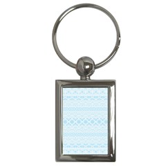 Boho Baby Blue Pattern Key Chain (rectangle) by SpinnyChairDesigns