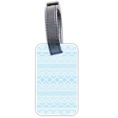 Boho Baby Blue Pattern Luggage Tag (two Sides) by SpinnyChairDesigns