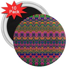 Boho Colorful Pattern 3  Magnets (10 Pack)  by SpinnyChairDesigns