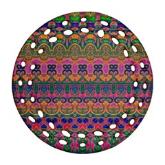 Boho Colorful Pattern Round Filigree Ornament (two Sides) by SpinnyChairDesigns