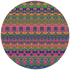 Boho Colorful Pattern Wooden Puzzle Round by SpinnyChairDesigns