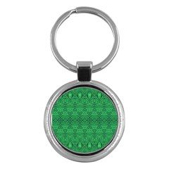 Boho Emerald Green Key Chain (round) by SpinnyChairDesigns
