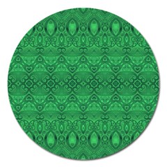 Boho Emerald Green Magnet 5  (round) by SpinnyChairDesigns