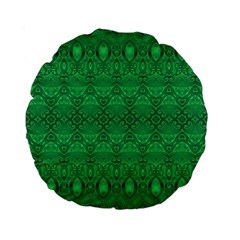 Boho Emerald Green Standard 15  Premium Flano Round Cushions by SpinnyChairDesigns