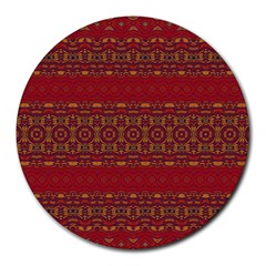 Boho Red Gold Round Mousepads by SpinnyChairDesigns
