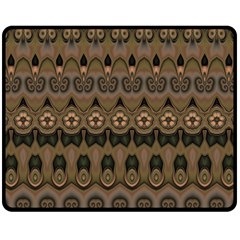 Boho Green Brown Pattern Fleece Blanket (medium)  by SpinnyChairDesigns