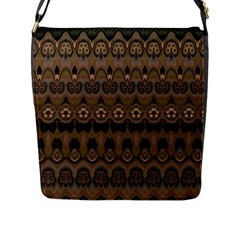 Boho Green Brown Pattern Flap Closure Messenger Bag (l)