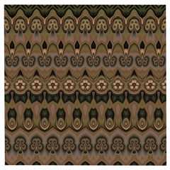 Boho Green Brown Pattern Wooden Puzzle Square by SpinnyChairDesigns