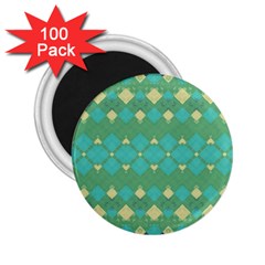 Boho Green Blue Checkered 2 25  Magnets (100 Pack)  by SpinnyChairDesigns