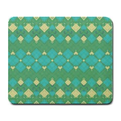 Boho Green Blue Checkered Large Mousepads by SpinnyChairDesigns