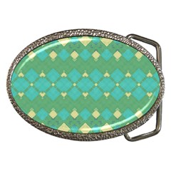 Boho Green Blue Checkered Belt Buckles by SpinnyChairDesigns